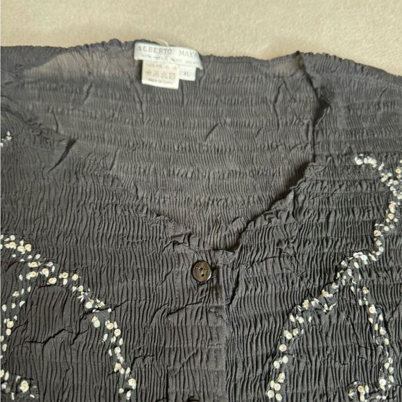 Alberto Makali Black Top blouse button up black size XL women’s - Picture 12 of 15